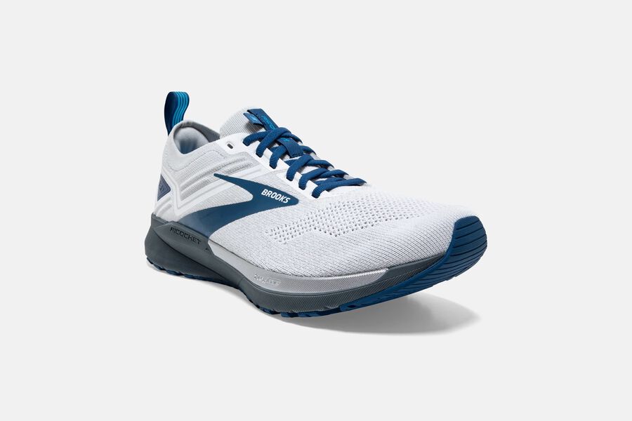 Brooks Running Shoes - Ricochet 3 Road Mens - White/Blue - WXO-579163